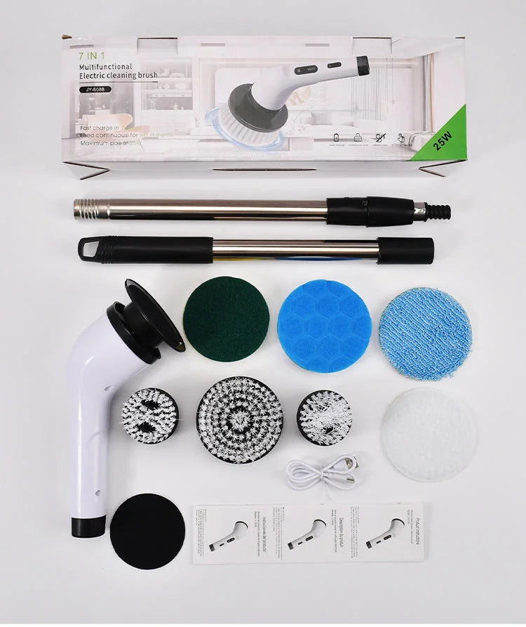 Electric Spin Scrubber Cleaning Brush Multi Bathroom Kitchen Home Power Handheld Cordless Waterproof Tiles 7 in 1 and 9 in 1
