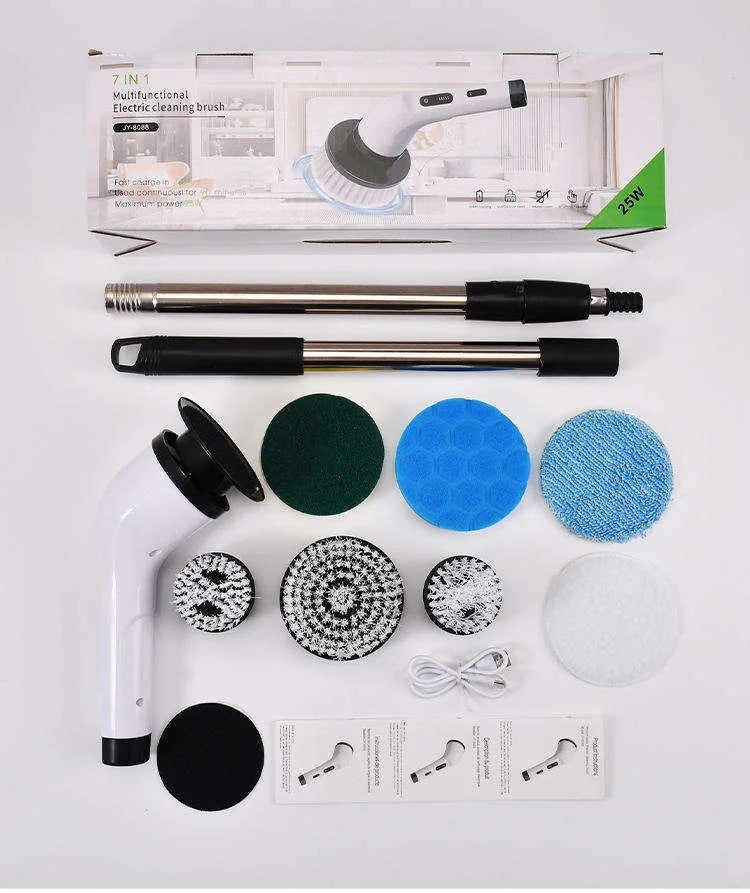 Electric Spin Scrubber Cleaning Brush Multi Bathroom Kitchen Home Power Handheld Cordless Waterproof Tiles 7 in 1 and 9 in 1